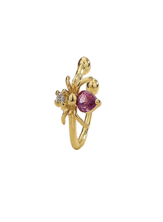 Izpack Ear Cuff Punk Spider Cartilage Non Piercing Clip On Earring for Women Cubic Zirconia Purple Crystal Animal Cuffs Earrings Vintage Jewelry Gifts Halloween (Gold) - Image 1